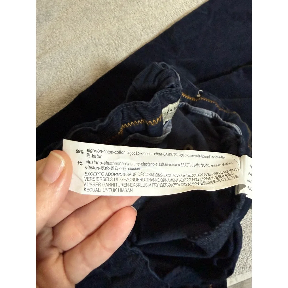 Zara Kids Size 13/14 Navy Blue Corduroy Pants‎ Adjustable Waist Pockets Formal